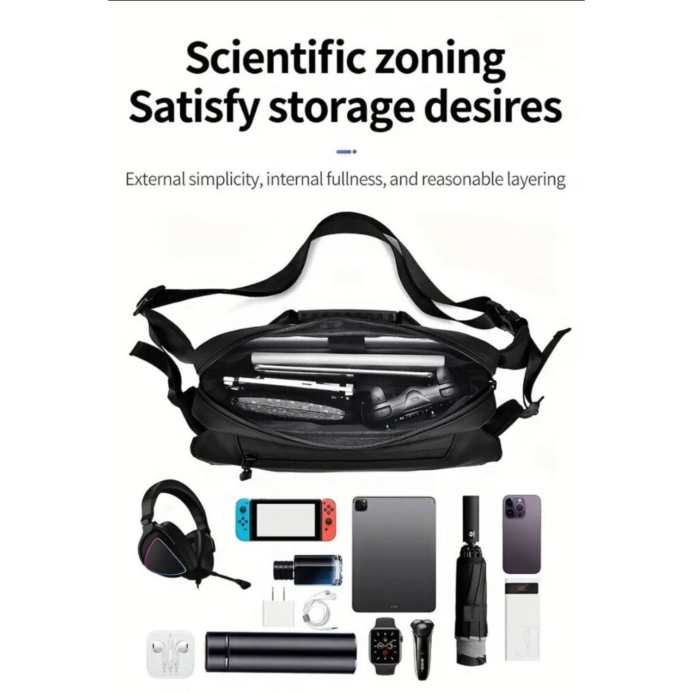 New Wexier Anti-Splash Water Texture Fabric Bag With Multiple Pockets & Magnetic - Picture 6 of 10